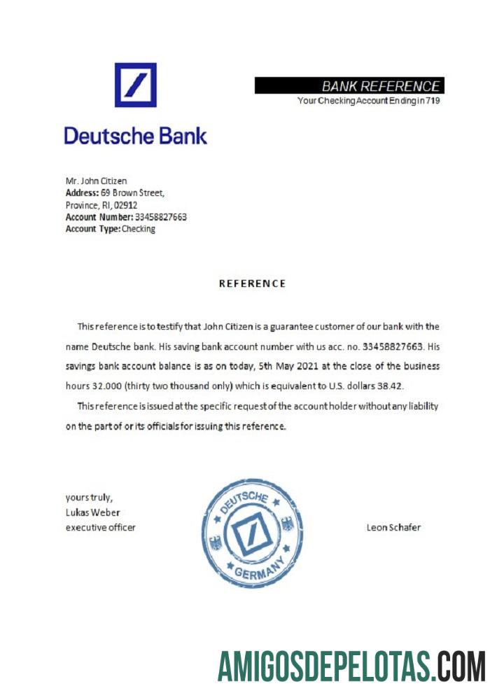 Referência do Deutsche Bank da Alemanha modelo